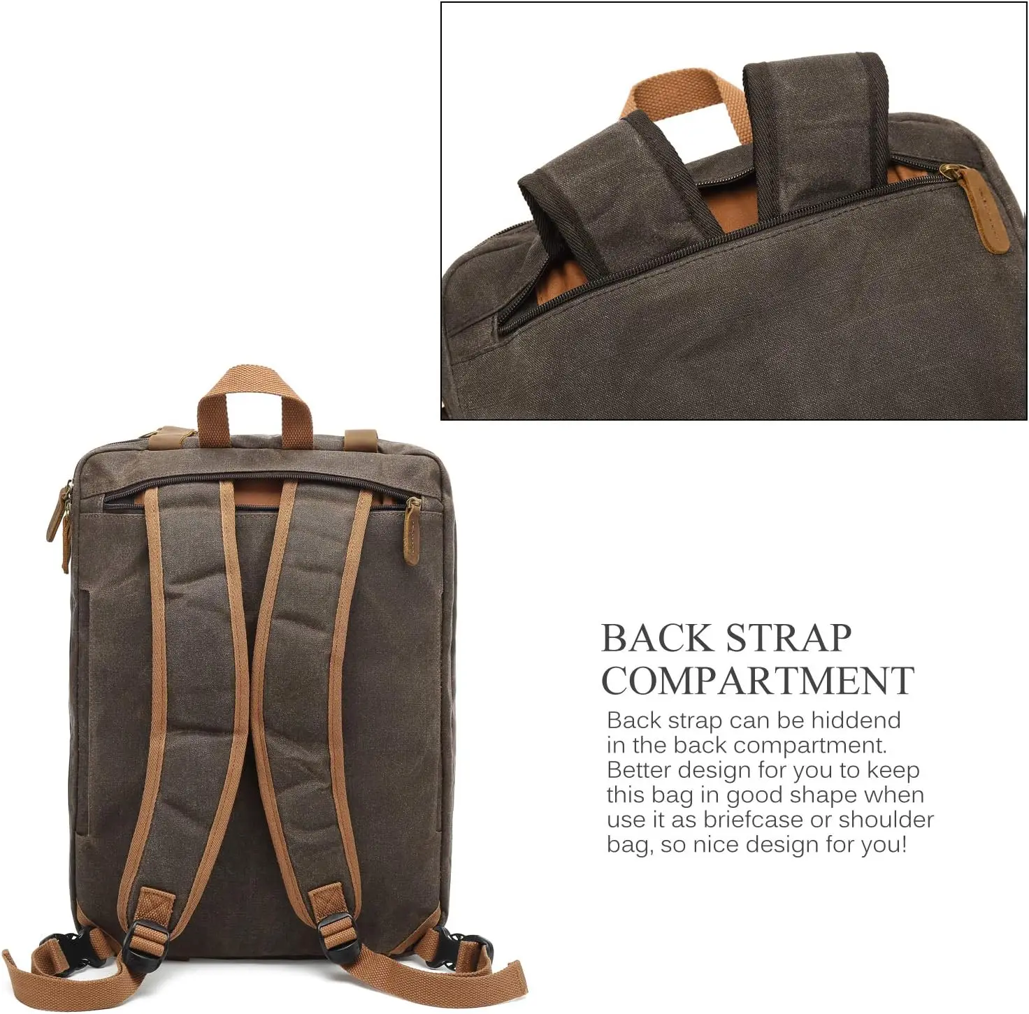 Vintage Shoulder Bag Convertible Backpack Retro Briefcase Versatile Travel Bag Fits 17.3 Inch Laptop For Men Business