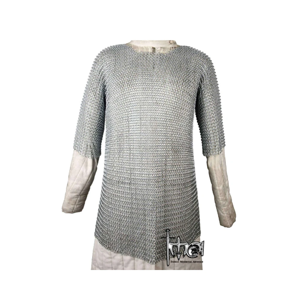 Flat Riveted Chainmail Wearable Knight Full Sleeves Medieval Chainmail Armor Shirt