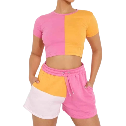 Низкая цена Повседневная футболка с коротким рукавом и шорты комплект из 2 предметов для женщин/2025 облегающие на заказ женщин