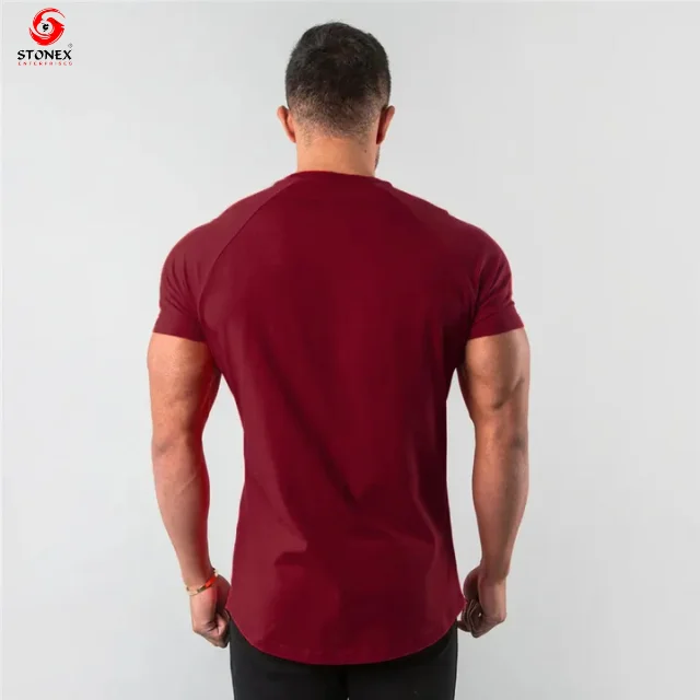 Wholesale Plain Tops Fitness Mens T Shirt Short Sleeve Muscle Joggers Bodybuilding T Shirt Male Gym Clothes Slim Fit Tee Shirt