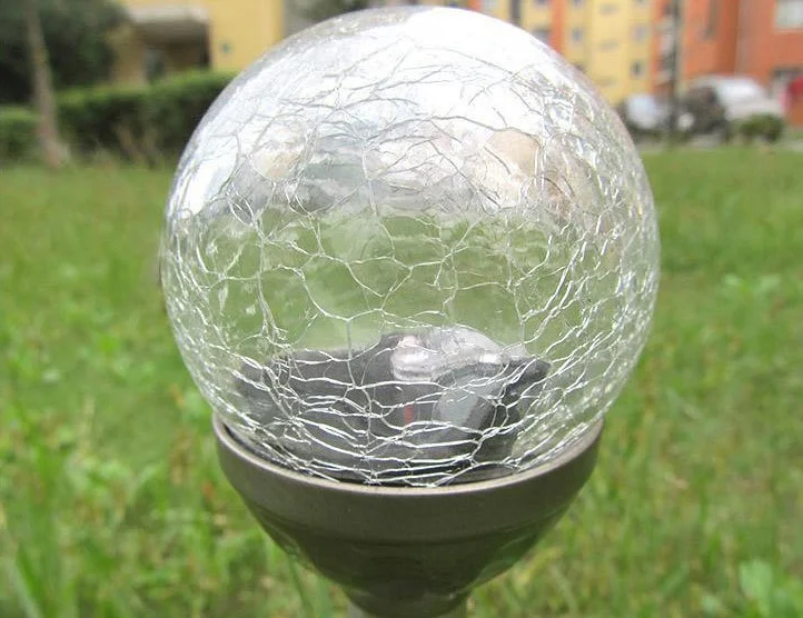 Newish Dia6cm/Dia 8cm Outdoor Waterproof 7 Color Changing Solar Stainless Steel Ball Shape Garden Stake Lights