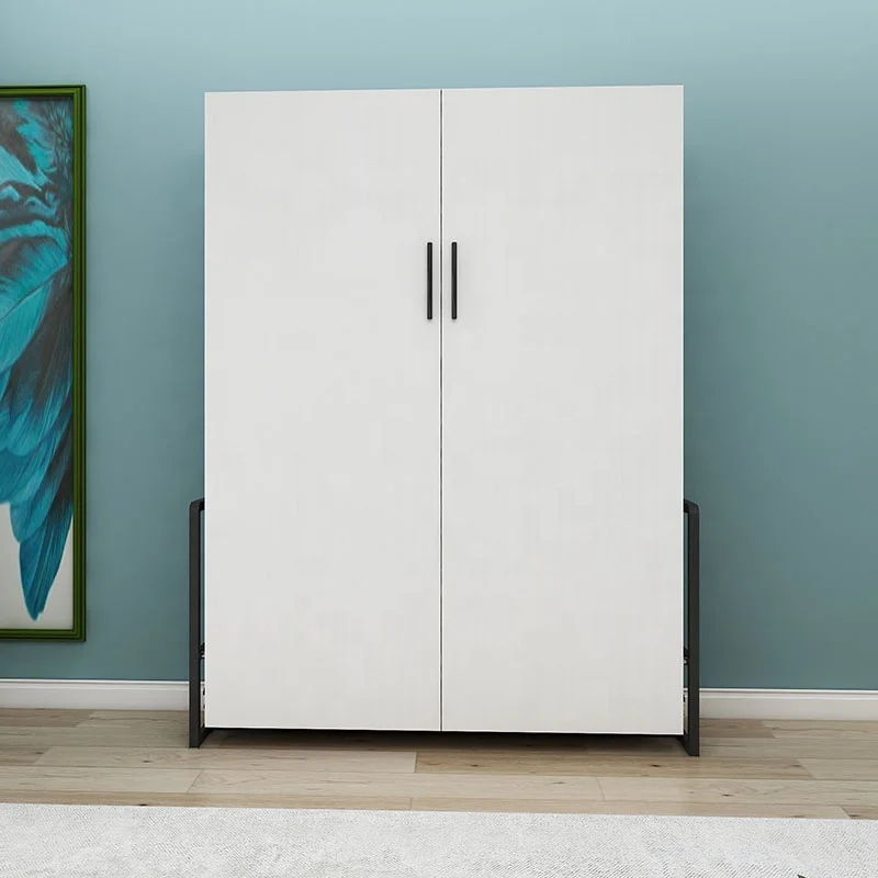 Hot Sale Small Double Size Free Standing Vertical Wall Folding Bed Mechanism With The Door