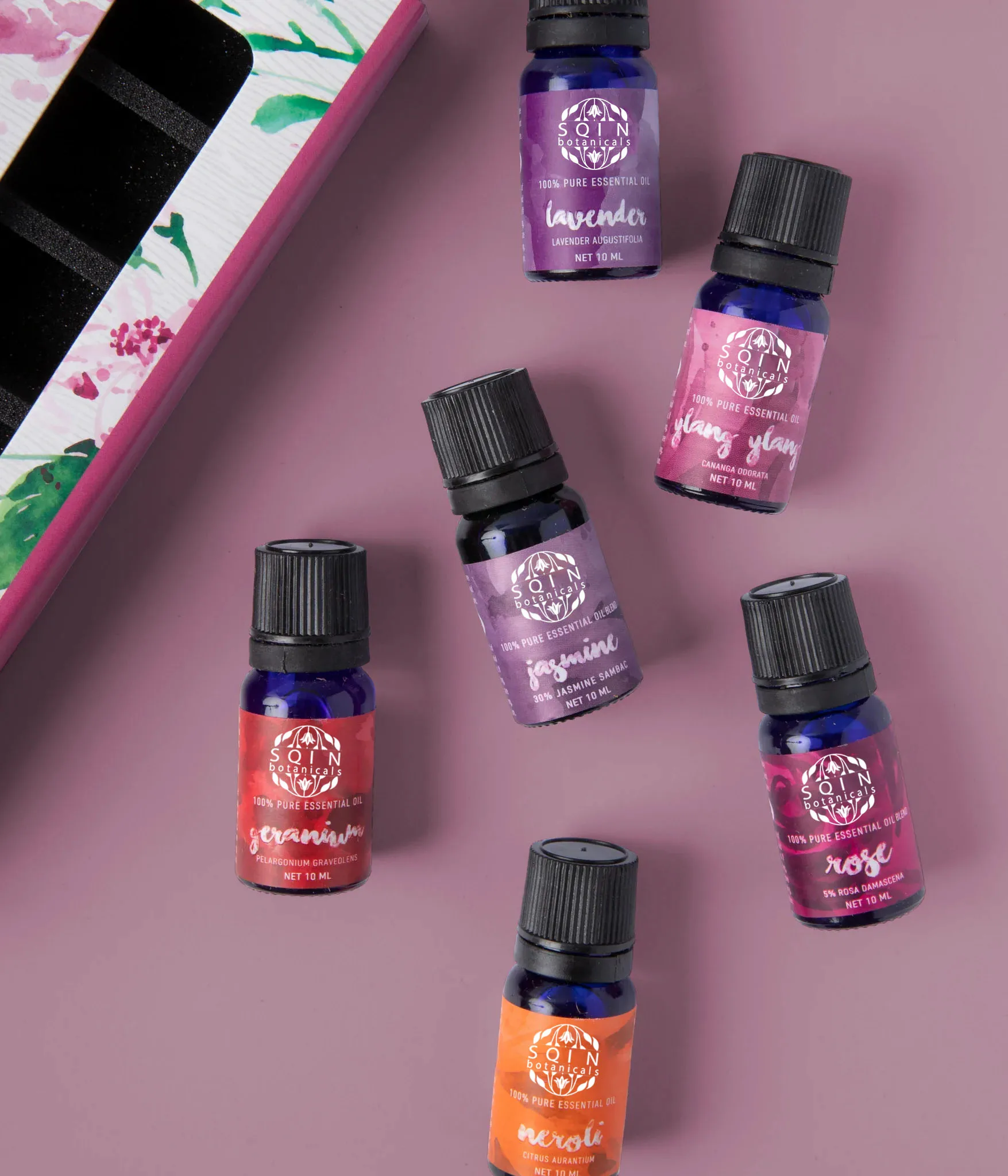 HOT SALE PURE FLOWERS ESSENTIAL OIL 6 PIECE SET IN GIFT BOX SAFE FOR DIFFUSER AROMATHERAPY