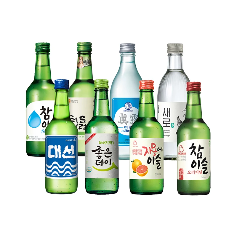 Korean Soju Alcoholic Whisky Liquor Soju Hallasan,fruit soju, Chamisul,  Mild Taste Glass Bottle,OEM Sticker can be changed