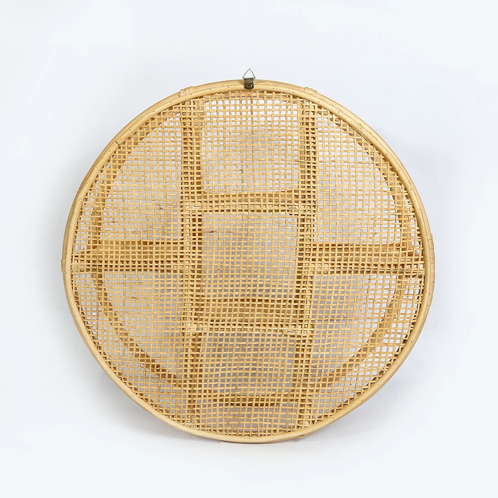 Handcrafted Natural round Rattan Wall Shelf Rack Small Nursery Decorative Hanging Shelves Made Wood Plastic Amazon FBA Vietnam