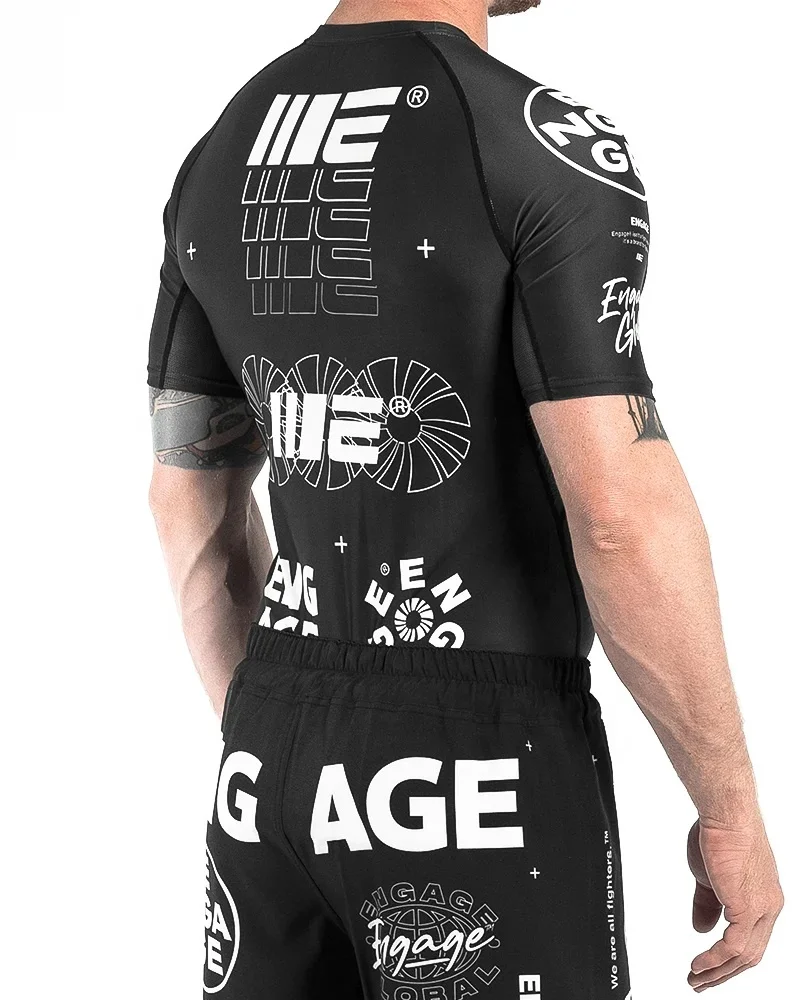 Пользовательский принт сублимационный rashguard mma rushguard bjj OEM для мужчин короткий рукав