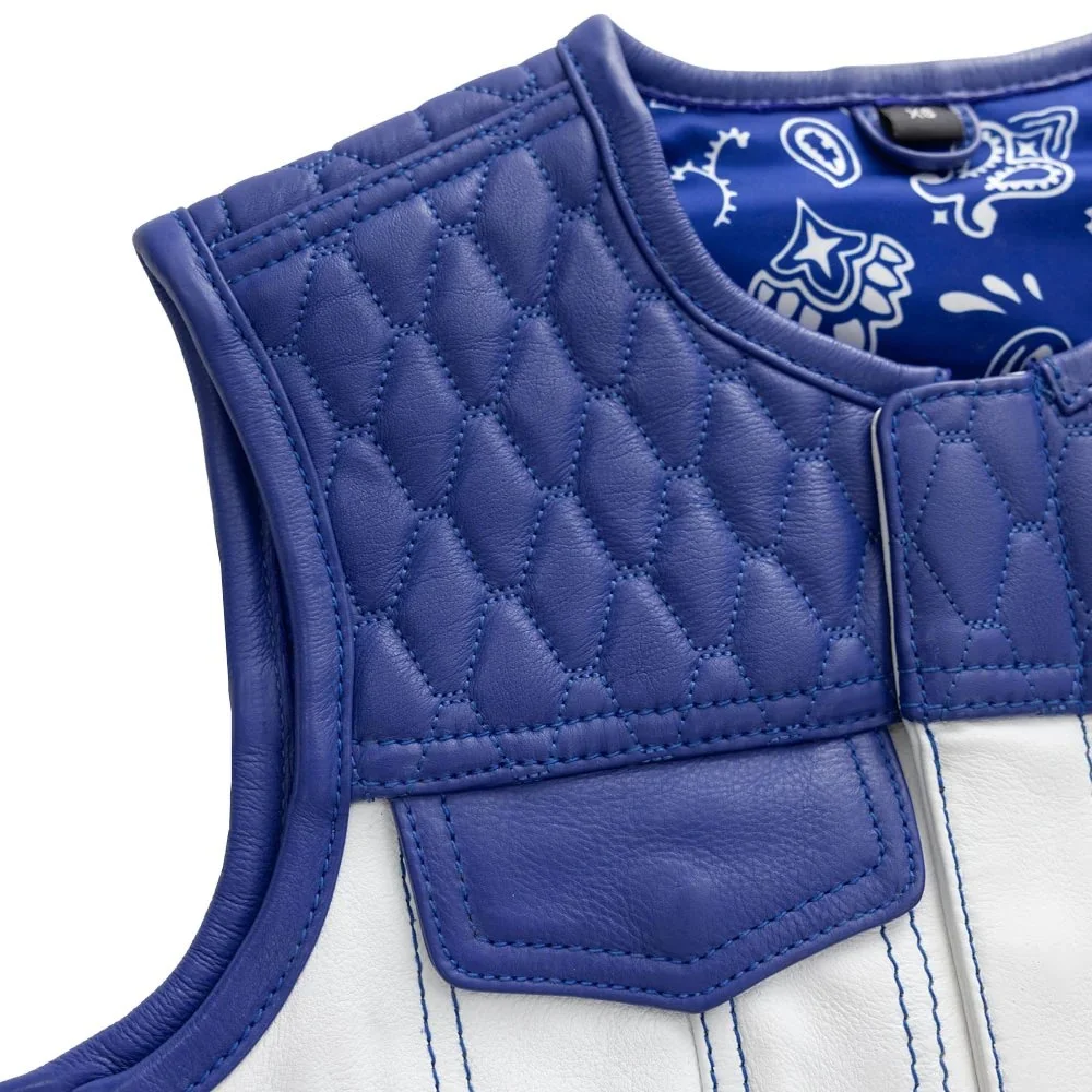 Ladies White Vest Cowhide Club Style Women Leather Biker Vest Motorcycle Motor Bike Vest