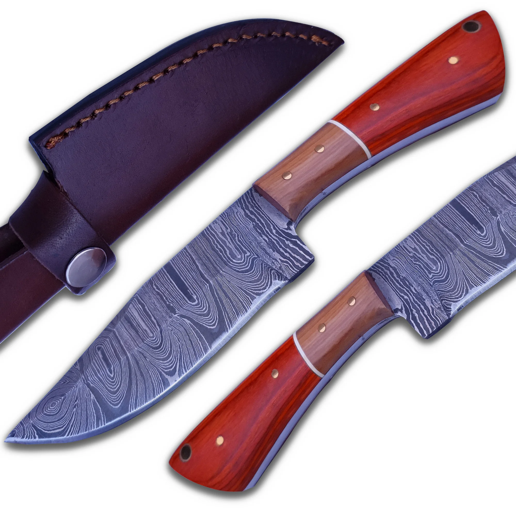 Hot Selling New Arrival Full Tang Damascus Knife with Steel Blade and Wood Handle for Outdoor Survival Hunting Industrial Use