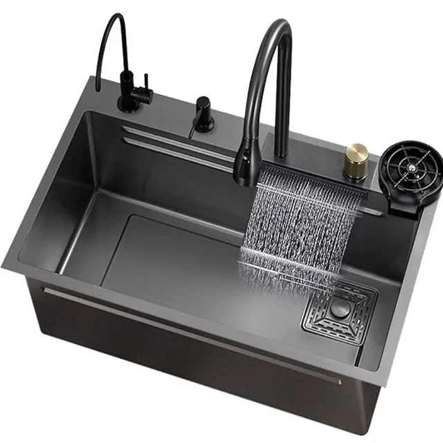 New Product Handmade Double Bowl Undermount Kitchen Sink Farmhouse Kitchen Basin Smart Sinks