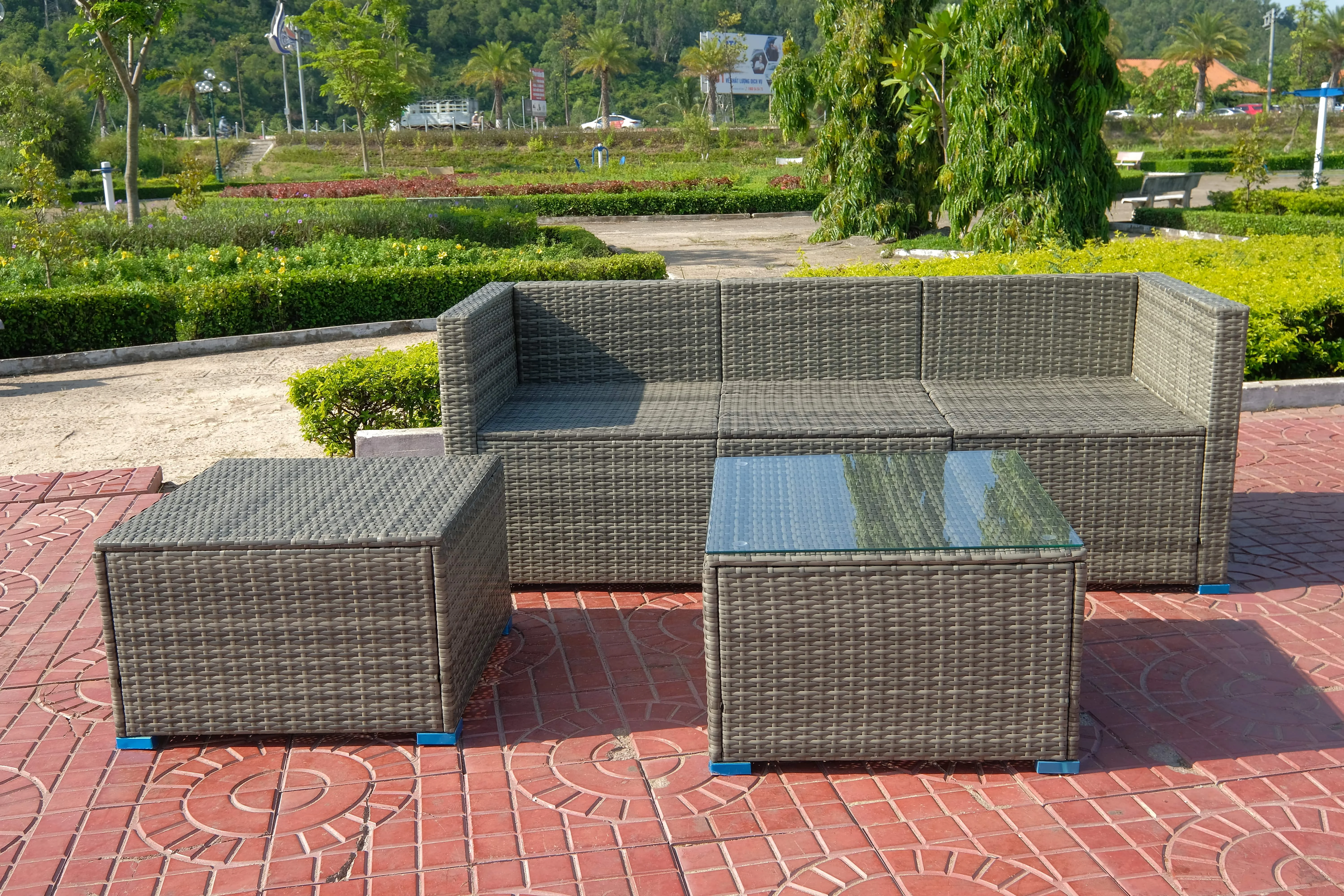 Уличная плетеная мебель из ротанга комплект садовых диванов 5 предметов