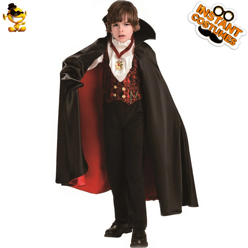 Wholesale Boy Dark Vampire Dracula Cosplay Cloak Suit Kids Halloween Carnival Party Costume