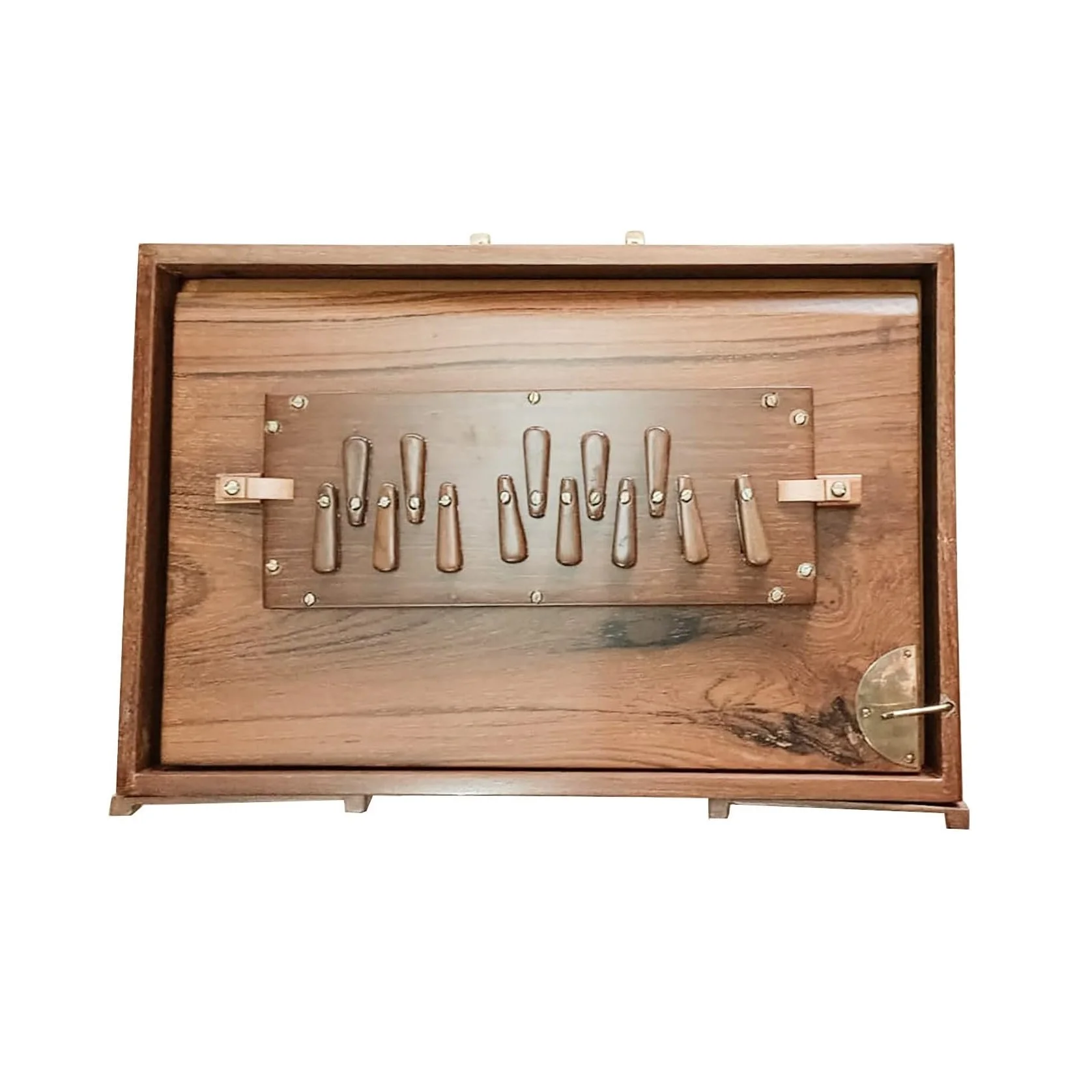 Handmade Quality Box with Original Palitana Leaves Bronze Keys Plugs Wooden Brackets Dried Teak 38cm Great Sound 440Hz C to C