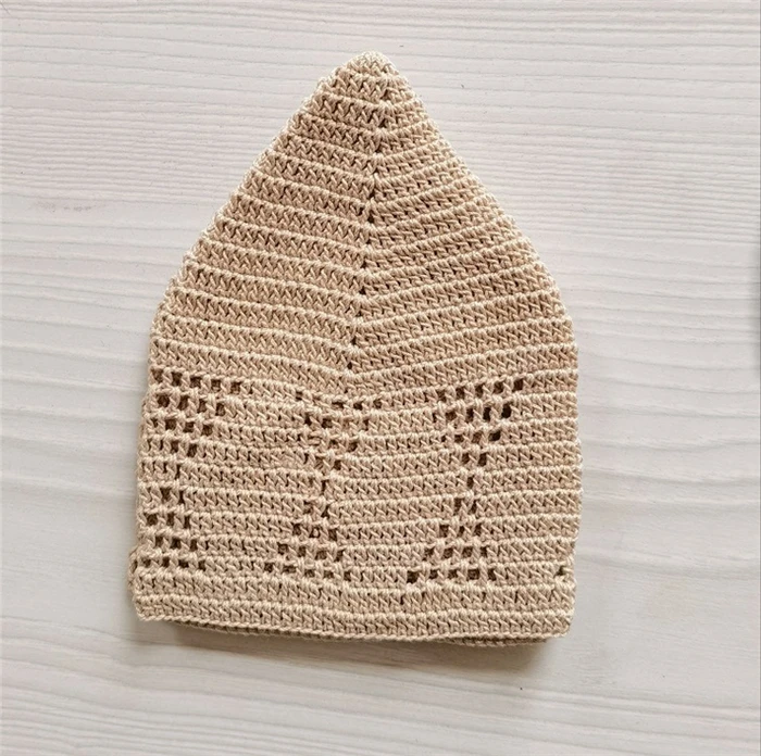 New Arrival 2023 Muslim Polyester Cap white Hand Crocheted Wholesale Price Easy To Wear Muslim Caps OEM Service Muslim Caps
