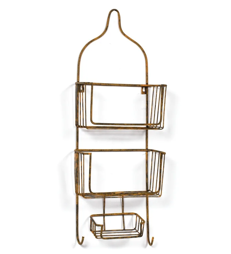 Metal 1-3 tier Rustproof Shower Caddy Bathroom Rack Shelf No Drill Wall Mounted Bathroom Accessories Organizer With Suction Cup