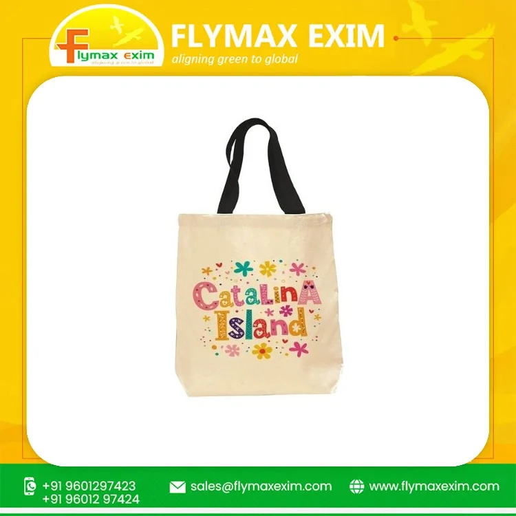 Cotton Tote Bag With Zipper Eco-Friendly Trendy Stylish Reusable 100% Pure Cotton Canvas Shopping Tote Bags For Sale