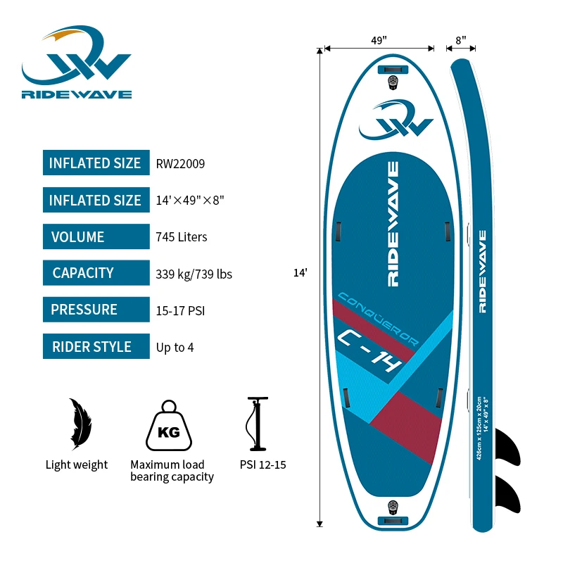 RIDEWAVE Mega muti person sup большой многоцелевой командный SUP padleboard весло доска надувная подставка