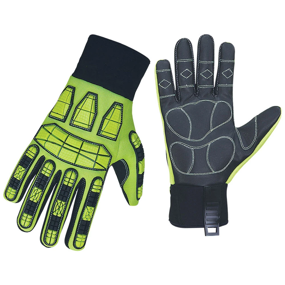 Breathable Fabric TPR Impact Work Gloves Goat Skin Leather Safety Mechanic Gloves for Oil and Gas Industries