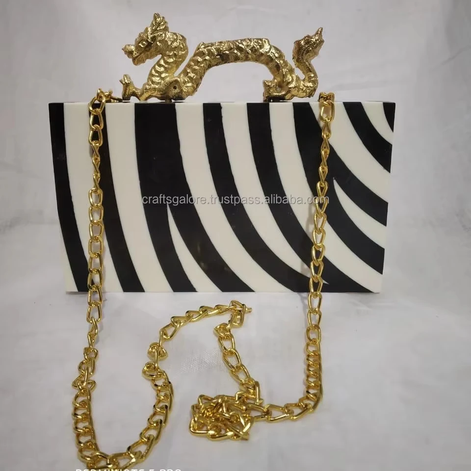 Wholesale Stylish Handmade Resin Box Clutches Women Luxury Evening Bags Coin Pattern Weddings Handbags Inspired Indian Design