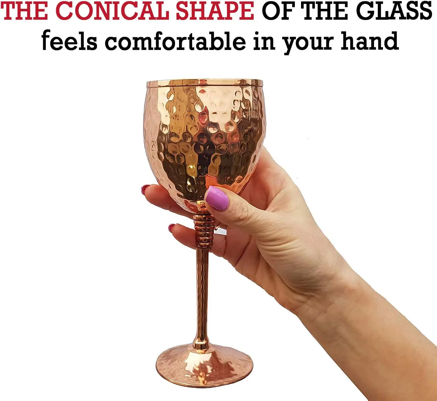 Vintage Premium Quality 12oz Hammered Copper Wine Glass Unique Style Goblet Chalice for Beer & Drinkware Use