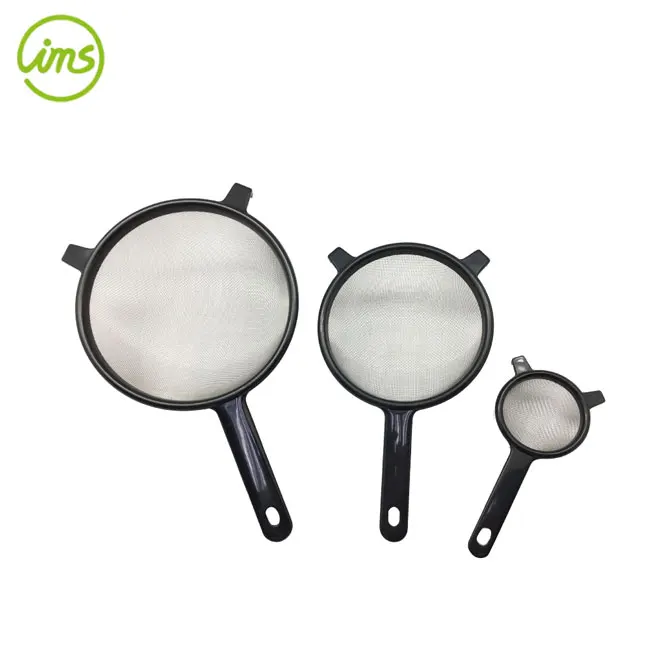 Made in Taiwan Set Of 3 Fine Mesh Strainers Plastic Handle