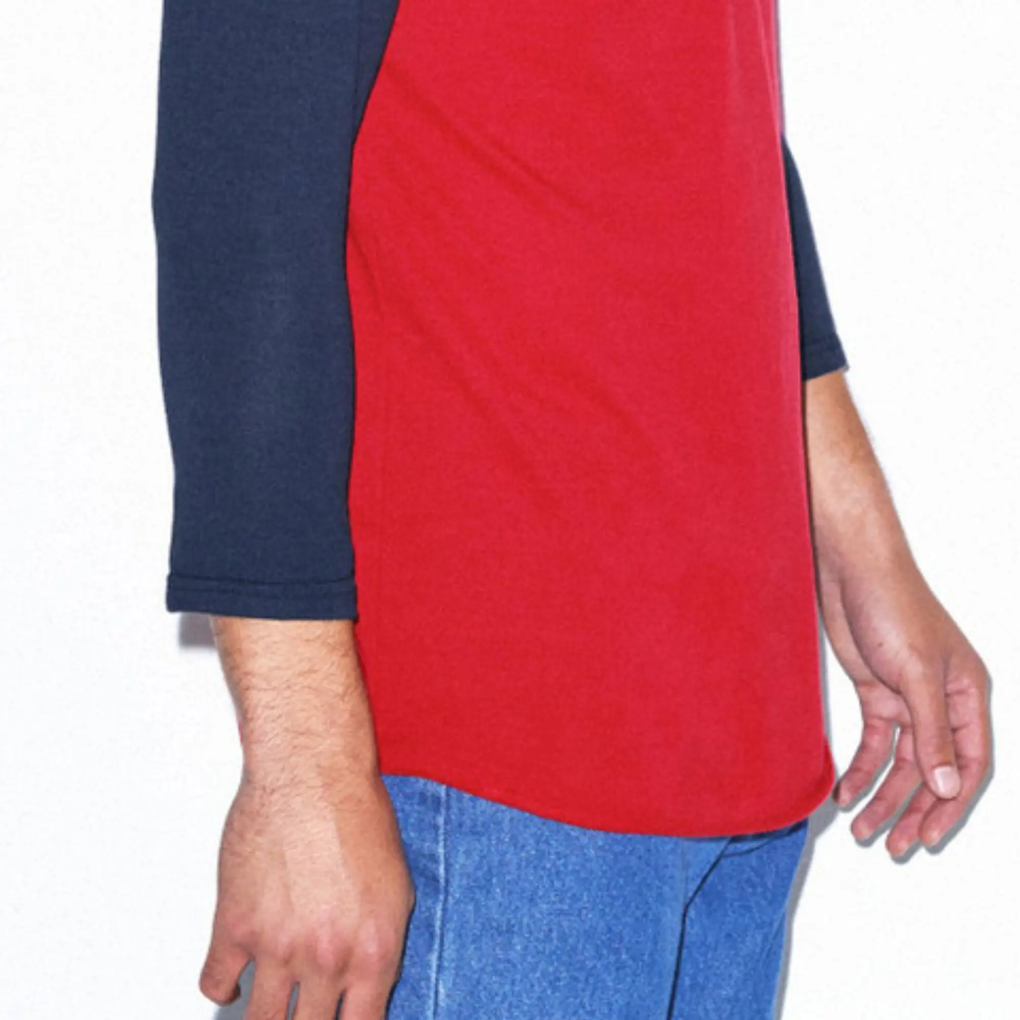 Ultrasoft 50% Cotton 50% Polyester 200 gsm Slim Fit Lightweight Red & Navy Baseball Raglan 3/4 Sleeve T-Shirt
