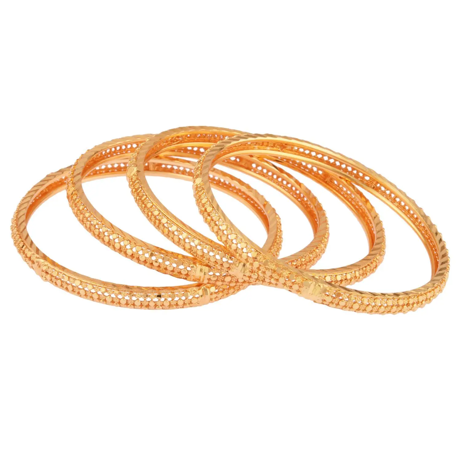 Indian  Manufacturer Jewelery Wholesale Ethnic Designer Gold Plated Engraved Textured Bridal Wedding Bangle Jewellery Set For Wom