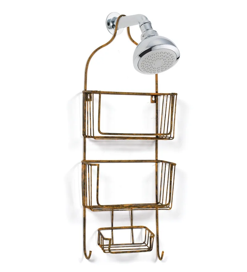 Metal 1-3 tier Rustproof Shower Caddy Bathroom Rack Shelf No Drill Wall Mounted Bathroom Accessories Organizer With Suction Cup