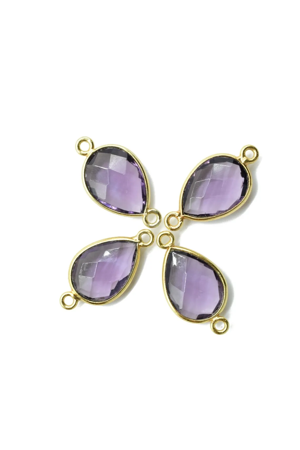 Fashion pear natural amethyst silver plated connectors Birthstone For Jewelry Making Fine Jewelry Pendants & Charms