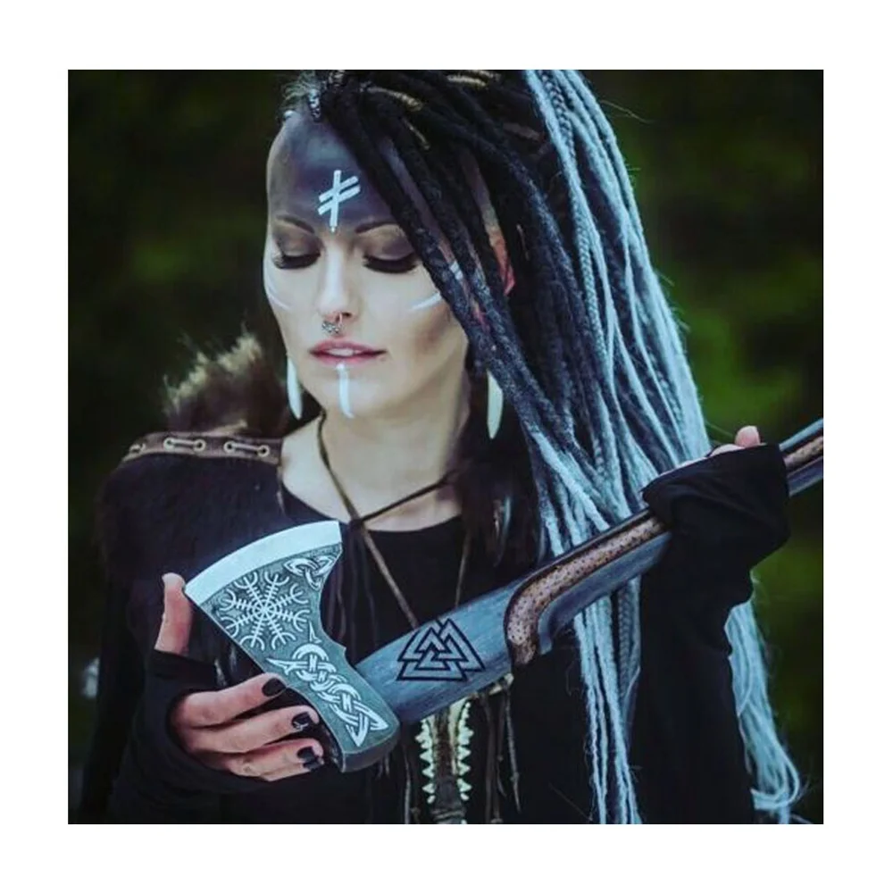 Portable Carbon Steel Camping Axe Camping Tool Multi Purpose Hatchet Wooden Handle With Protected Cover