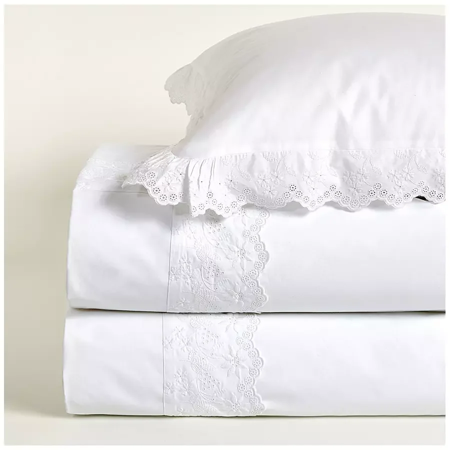 Custom Embroidery White Lace Bedding Set Duvet Cover Sets High Quality White Cotton Sateen Comforter for Home Hotel Wedding