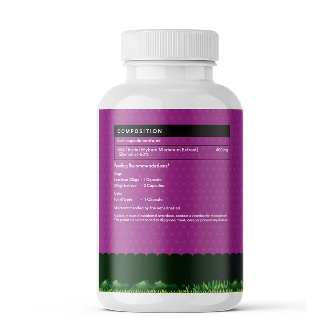 Premium Milk Thistle Capsules Traditional Herbal Support for Pets with Pure Vegetarian Ingredients