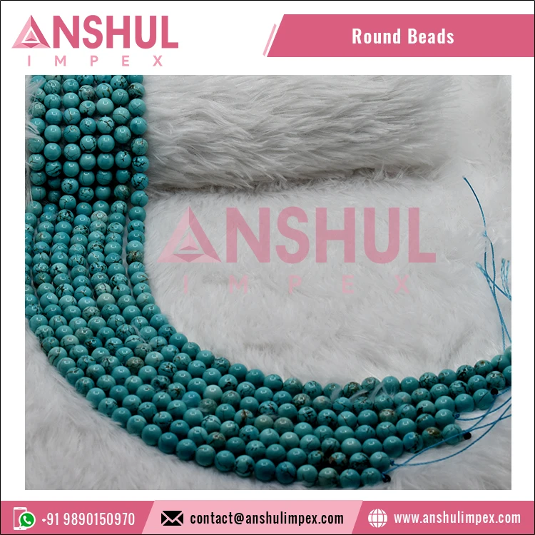 Elegant Turquoise Howlite Healing Gemstone Loose Round Beads Sd Sttrands 10MM Rounone Beads for Jewelry, Necklace Making