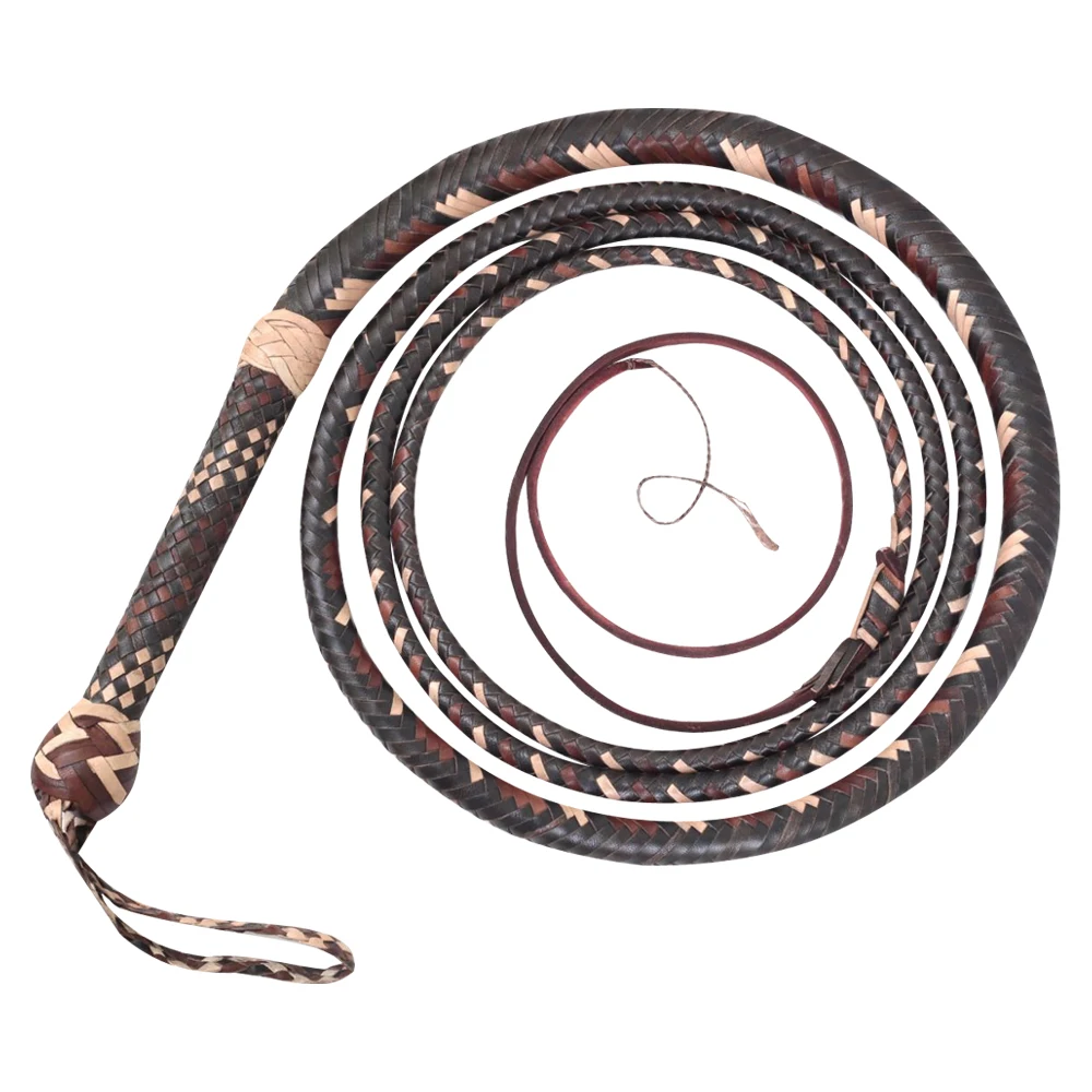 Cow Hide Leather & Snake Whip 4, 5, 6,8,10,12,14 and 16 Feet 12 Strands Leather Horse riding Long Hunters Custom Design Bull