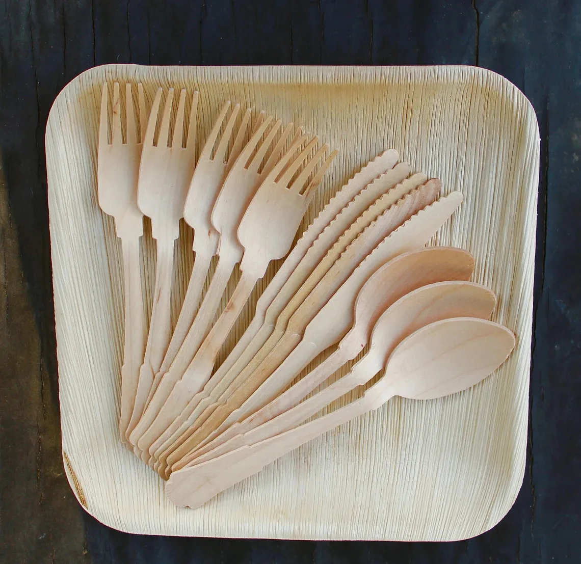 Compostable spoons wood forks disposable knife wooden cutlery set high quality fork and spoon single use