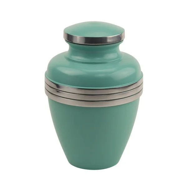 Mattellic Customized funeral Supplies metal adult urn Green Colored keepsake memorial ashes urn suppliers of modern metal urns