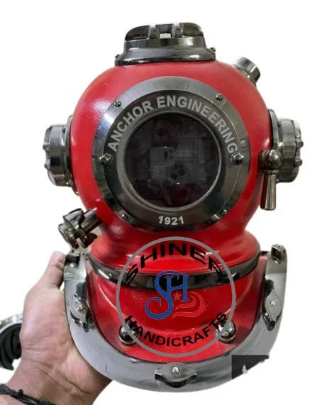 Шлем морской якорь инженер 1921 для дайвинга шлем знак V глубокого твердый Алюминиевый Красный Полированный