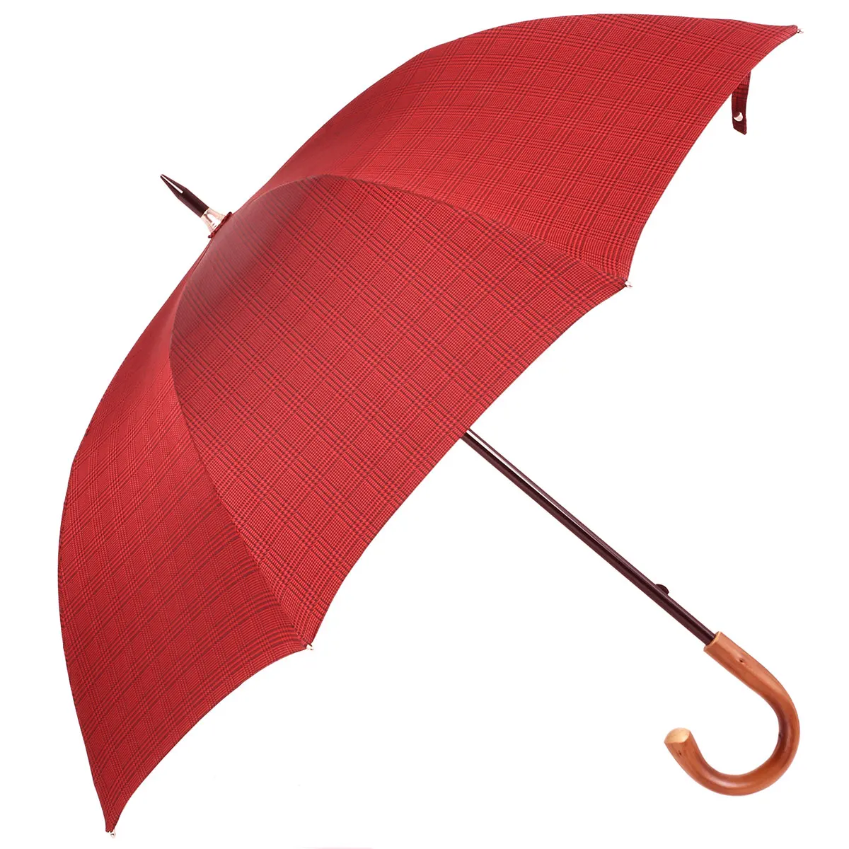 100% Italian Made Long Manual Umbrella Woman and Man with Metal Pole Different Wooden Handle