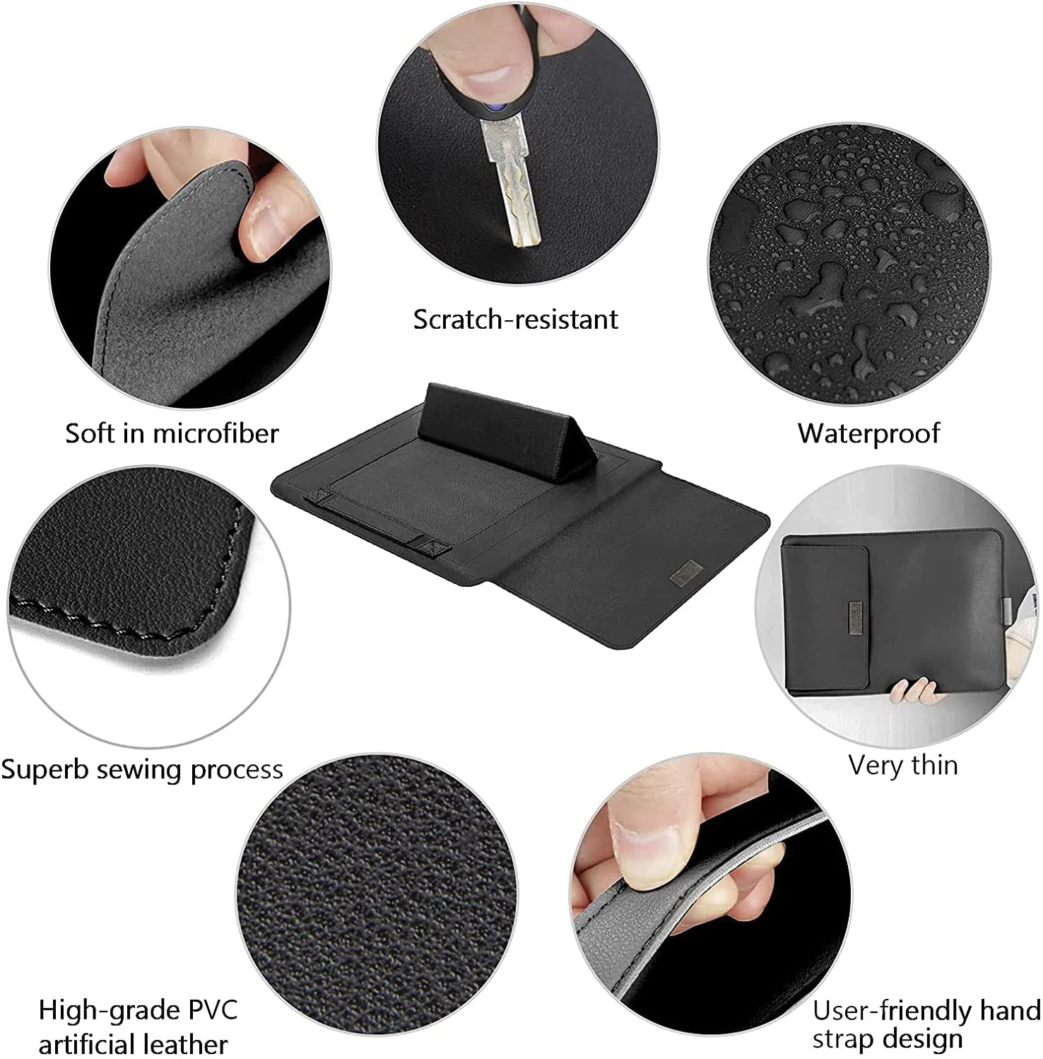 Waterproof PU Leather Computer  Sleeve Bag Air Pro M1 2021 4 in 1 Stand Holder Laptop Case Accessory Bags