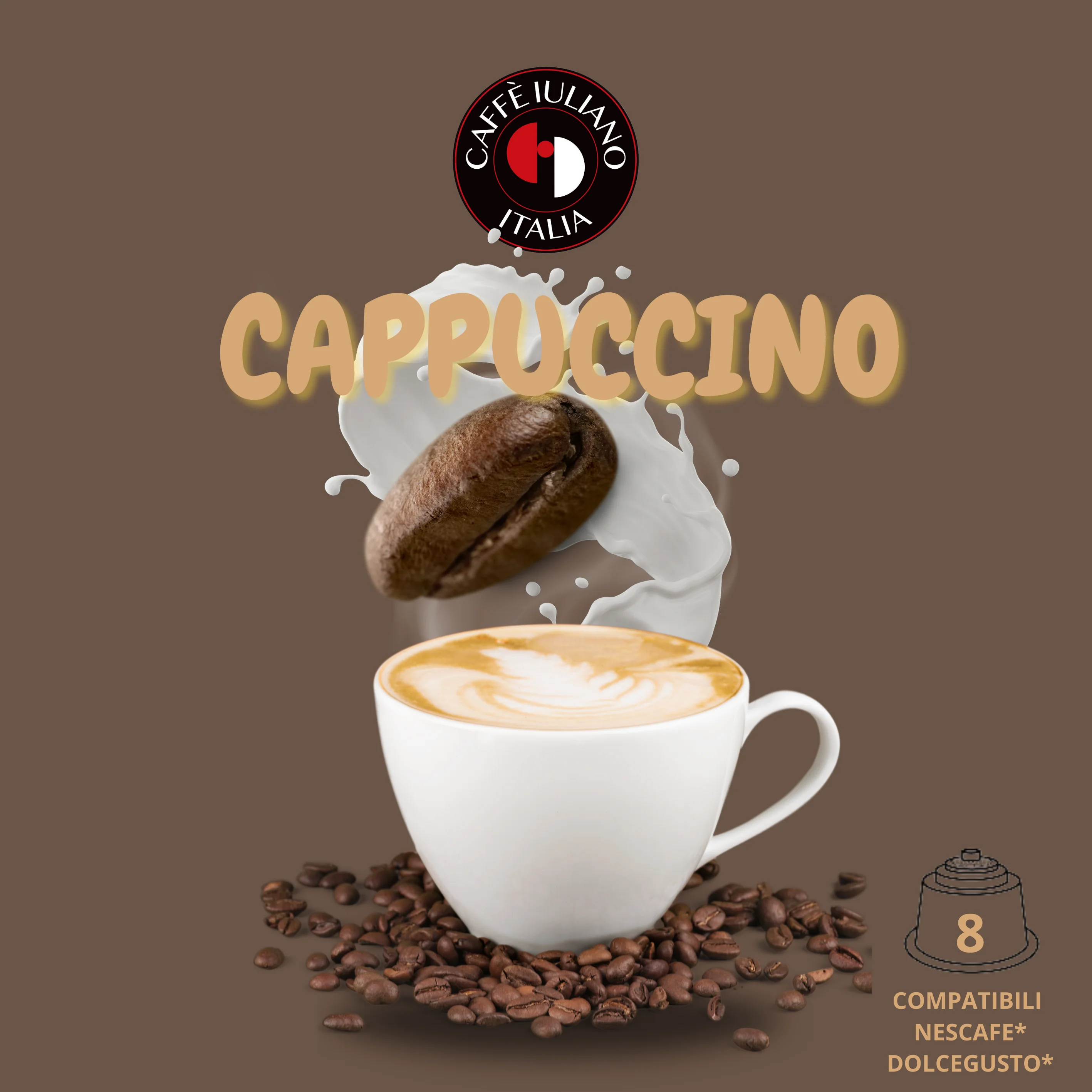 Caffe Iuliano CAPPUCCINO Capsules HighQuality Robusta Whole Coffee Beans*Dolce Gusto Compatible Made in Italy Napoletano Roasted