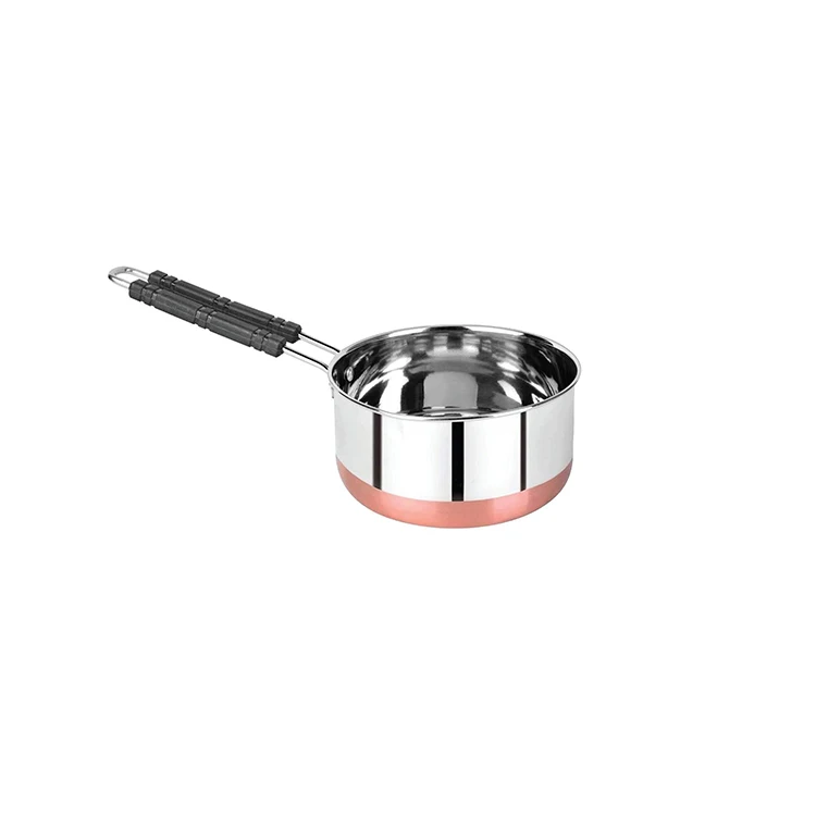 Best Quality Sauce Pan Set Decorative Flat Base Stainless Steel Copper Bottom Sauce Pan Set Cookware With Handle For Sale