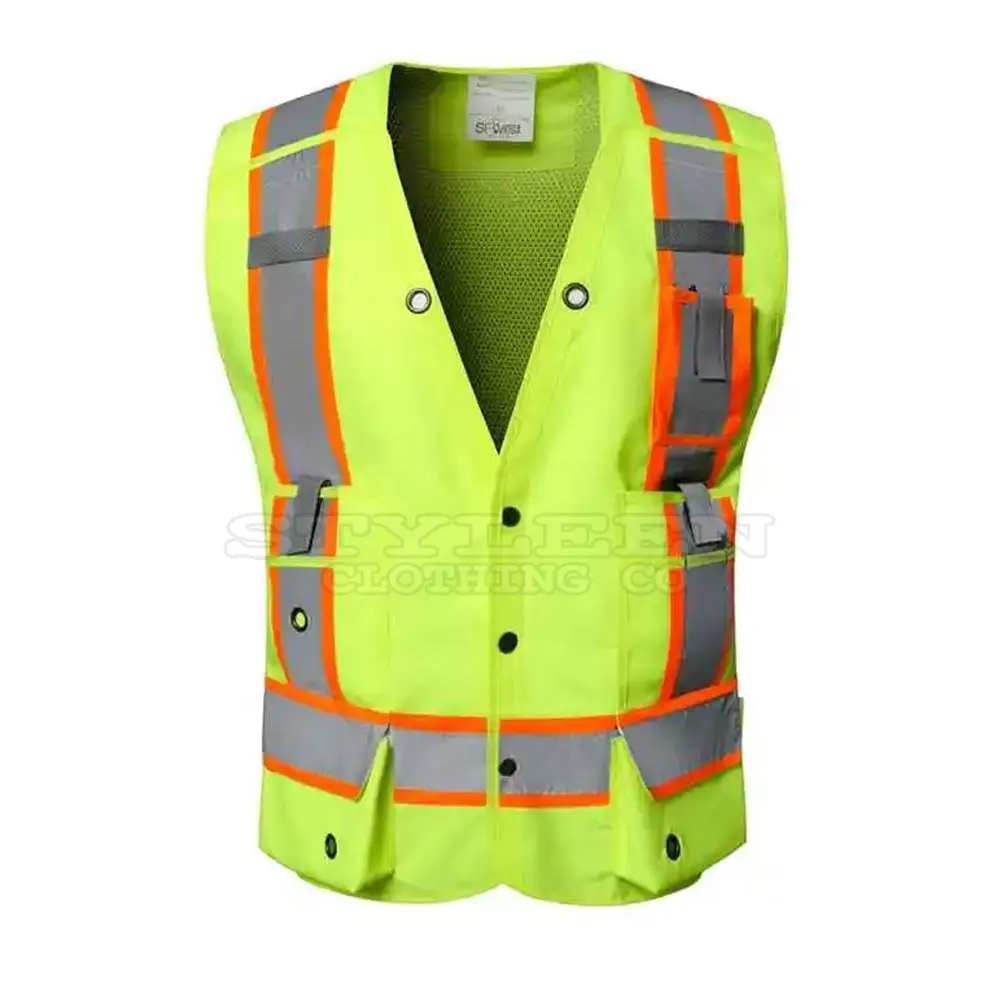 Quality Manufacturer Wholesale Best Orange Green Black LED Lights Vest High Visibility Jacket Engineer Safety Reflector Vest