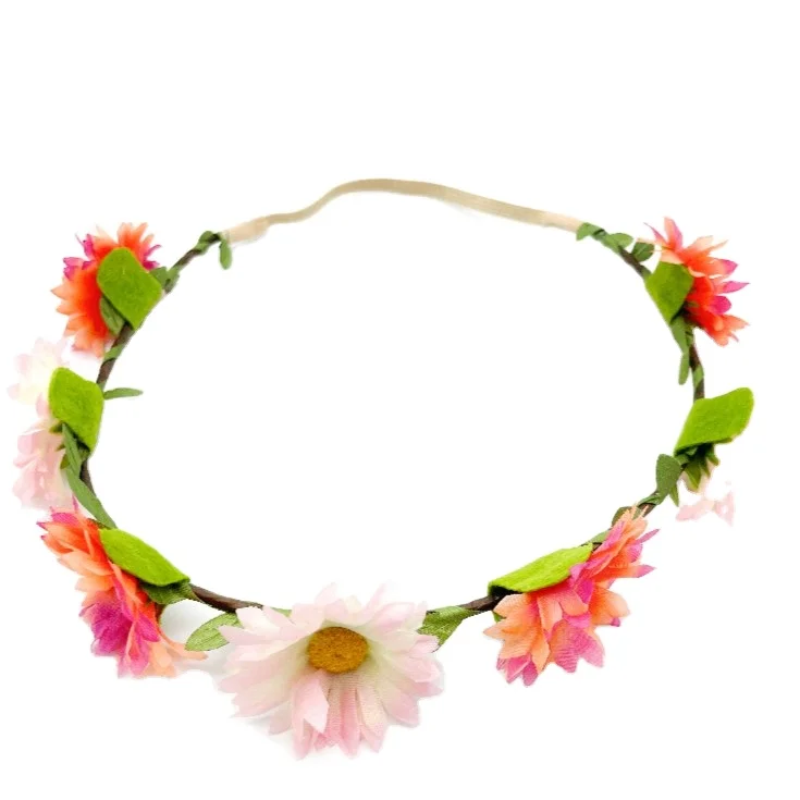 Wholesale Flower Headband Hairband Beads Hair Bracelet Women Accessories Hair Elastic Band Headwrap Wedding Kid Style Scrunchie