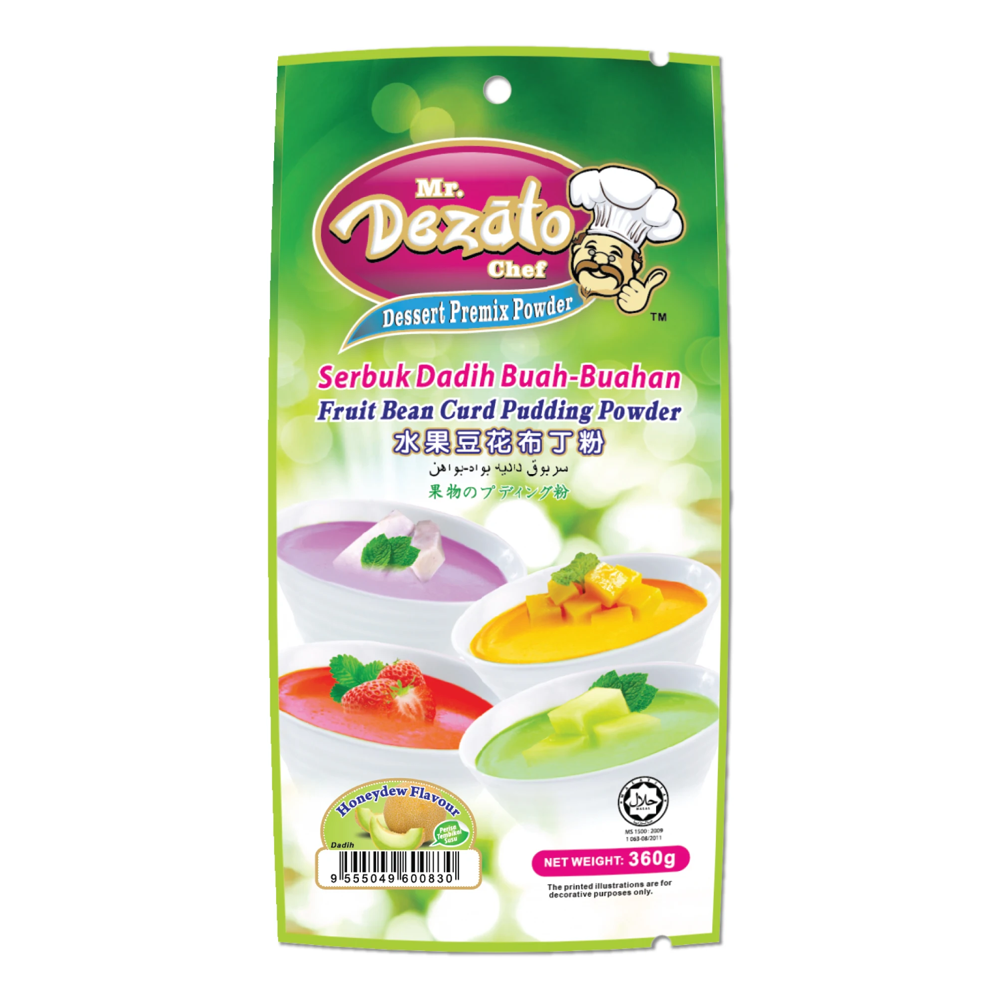 Malaysia Halal ISO 24Pkts x 360g Honey Melon Fruit Flavours Instant Dadih Pudding Powder