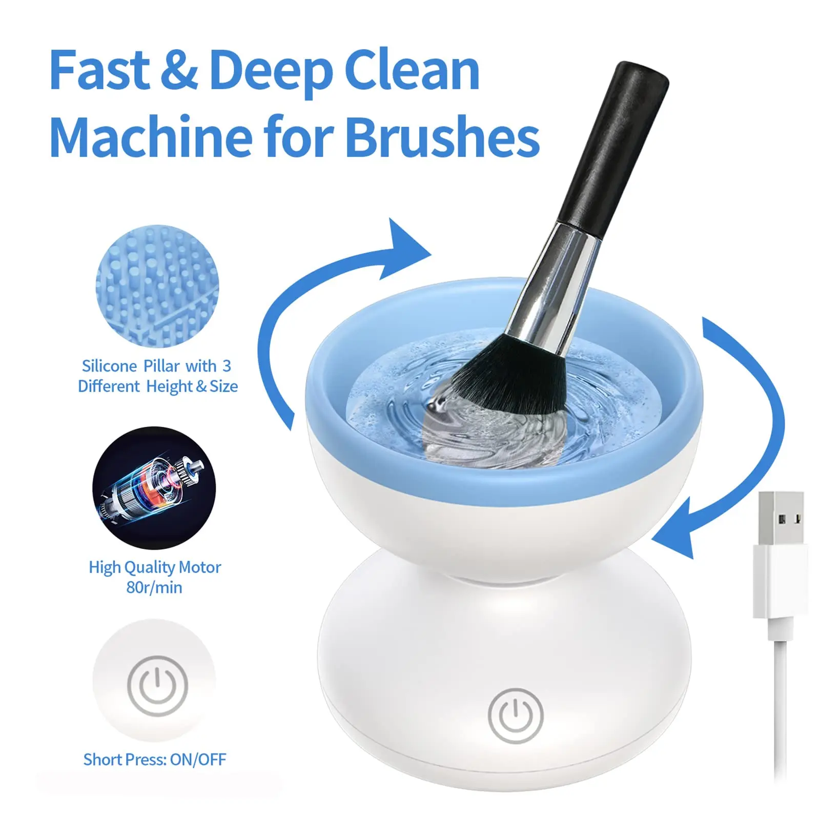 New Arrivals Hot Selling Electric Makeup Brush Cleaner Machine Auto USB Cosmetic Brush Cleaner Tools