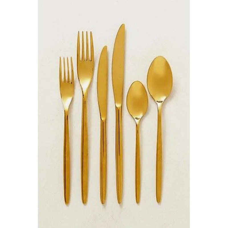 Portuguese Matte Gold And Navy Blue Handle Stainless Steel Cutlery with black unique handmade handle design for home