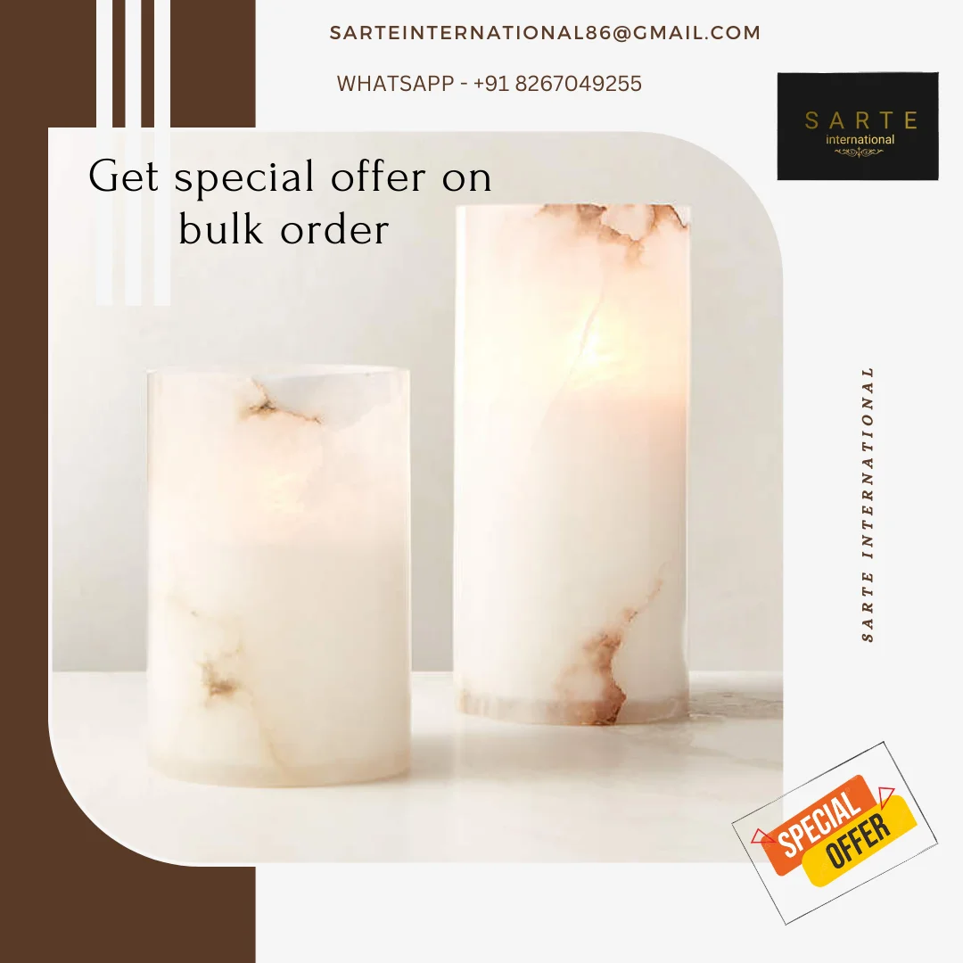 luxury Home Decor Candle bowl jar manufacturer supplier Stone Onyx and alabaster Candle Holder natural stone