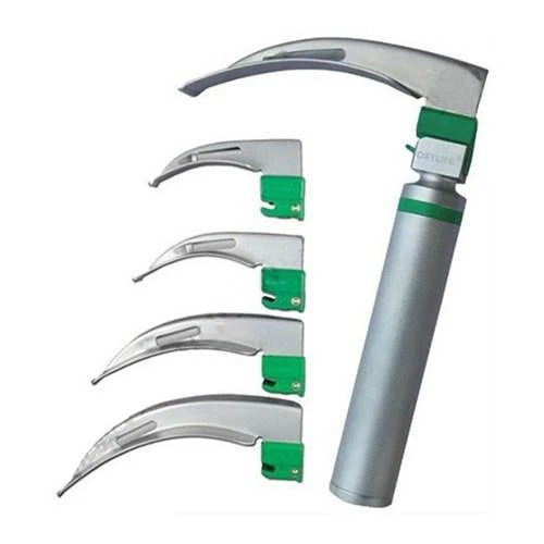 Best ENT Surgical Tools Diagnostic Fiber Optic Laryngoscopes Set with 4 Blades Medical Curved Straight Blade Kits for Dentists