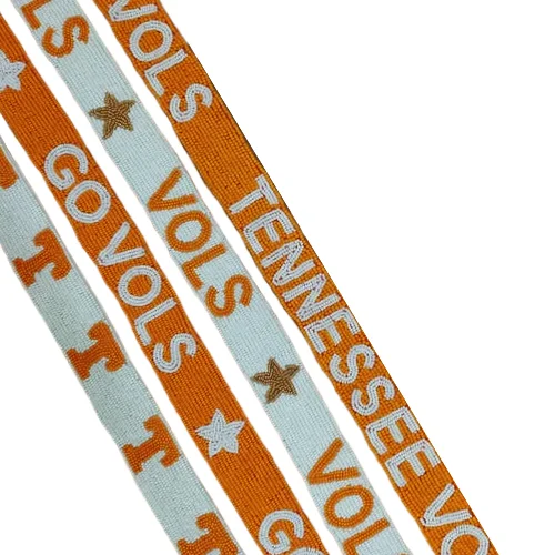 Ремешок для кошелька Tennessee Volunteers ремешок Go Vols Gameday оранжевый и белый ручной работы с бусинами