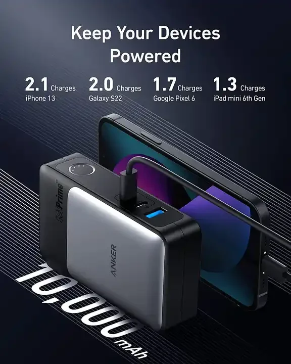 Anker 733 Portable Power Bank 10000mAh GaN Prime PowerCore 65W Fast Charger Power Bank 2-in-1