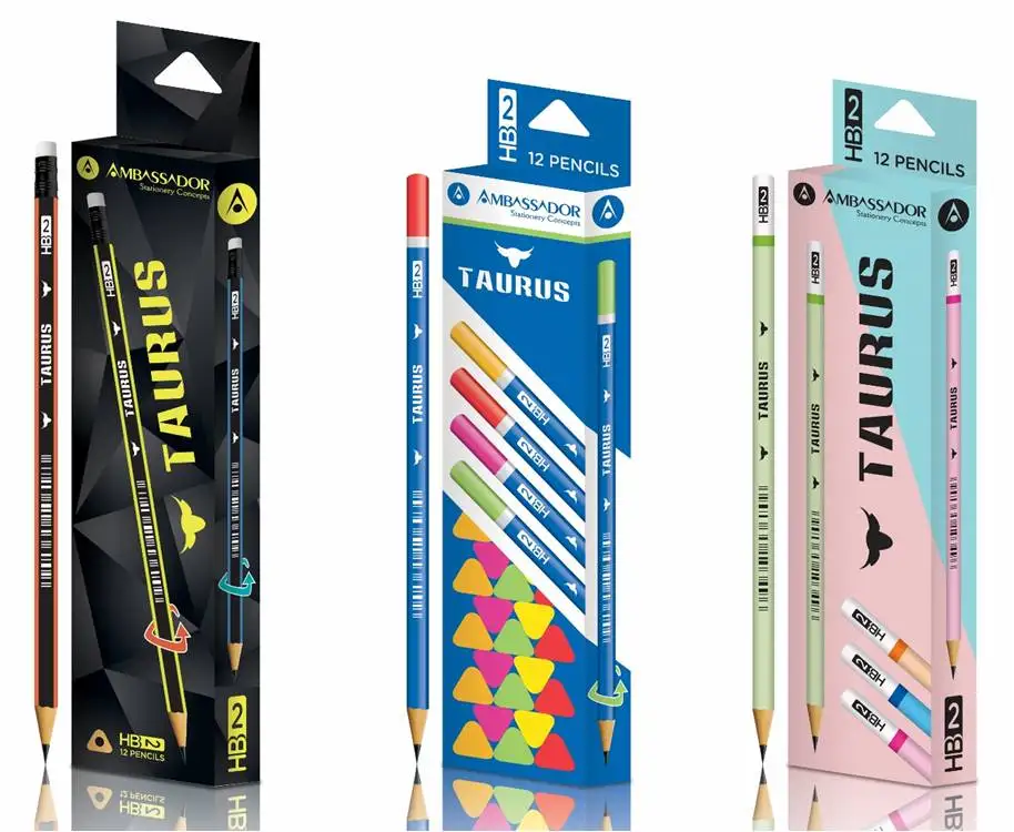 Taurus wooden pencils Skillful Manufacture Colorful School Office Stationer from Indian Exporter